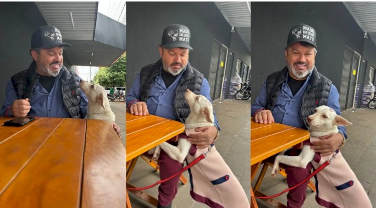 Carlos Bernardo apresenta mascote das enchentes no Sul ao centro nervoso da política douradense